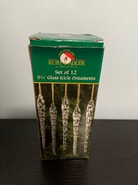 Kurt Adler 5 1/4th inch Glass Icicle Ornaments 10 count preowned